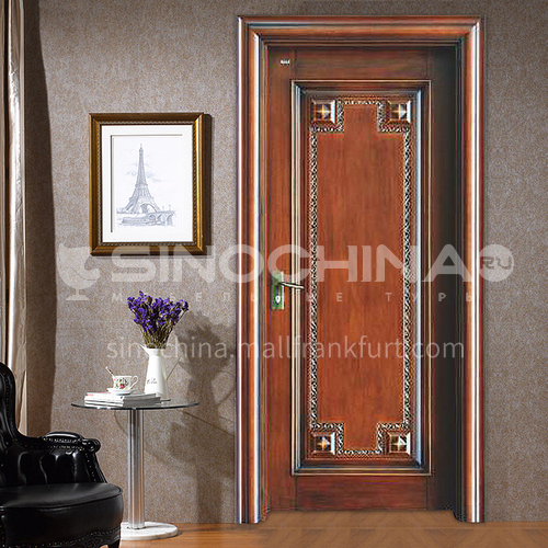 Classical carved design walnut solid wood door08